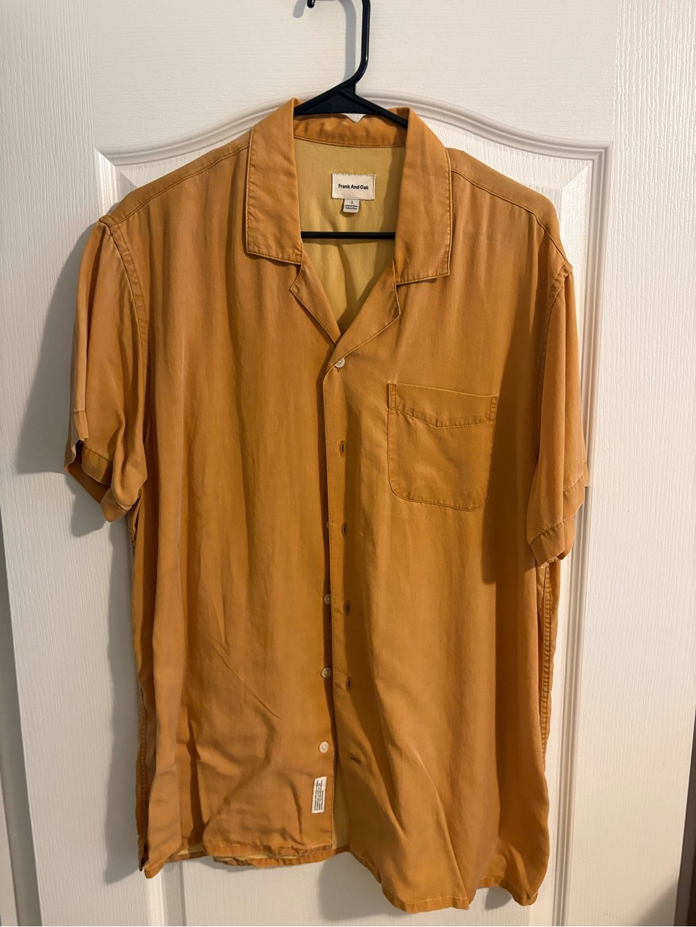 Frank & Oak Men's Short-Sleeve Button-Down Shirt in Mustard